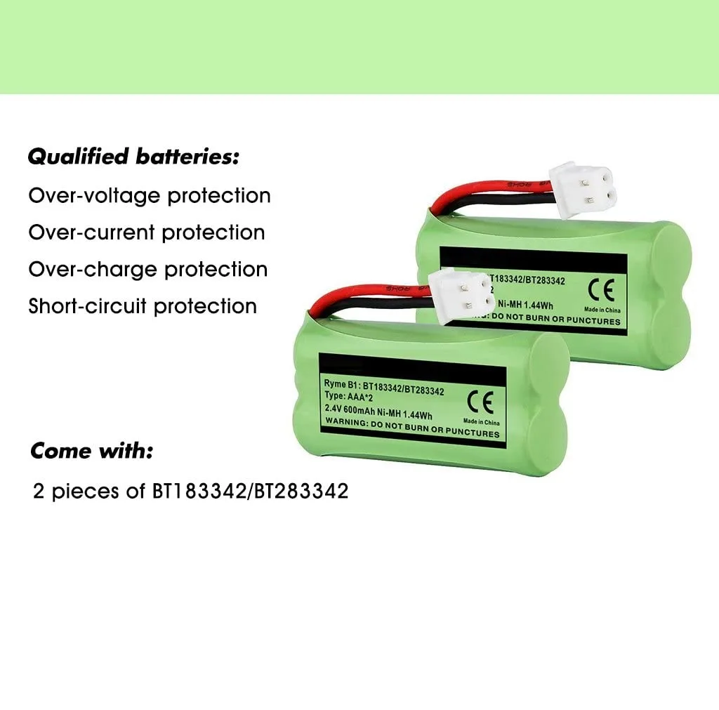 2 4v 600mah bt183342 bt166342 bt266342 cordless phone battery for vtech cs6114 cs6409 cs6509 cs6709 cs6709 att el50003 2 pack free global shipping