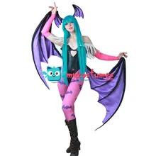 Morrigan Aensland Cosplay Costume with Wings Whole Set Outfit