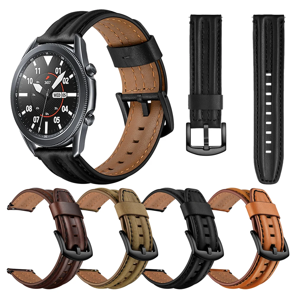 

Ремешок кожаный для Samsung Galaxy Watch 3 45 мм 41 мм, сменный Браслет для смарт-часов 46 мм