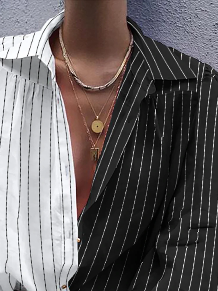 Женская Повседневная Блузка в полоску с рукавами-фонариками | одежда