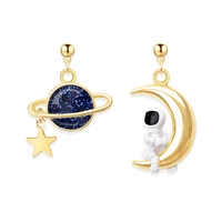 925 silver needle ladies earrings ear clips 2021 new astronaut asymmetric ladies earrings fashion ladies earrings wholesale