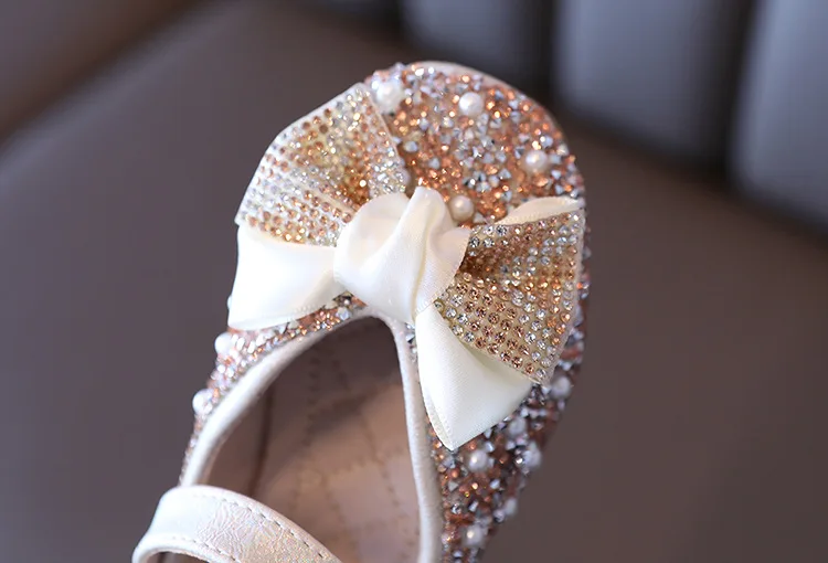 Zapatos planos con lazo para ni&ntilde;a, zapatillas de princesa con diamantes de imitaci&oacute;n, para playa, para actuaciones, para fiesta, Chic, 2022-4