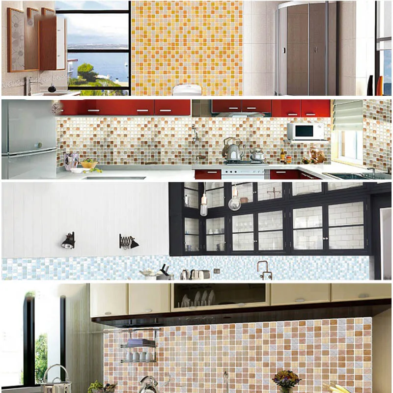 20pcs diy self adhesive mosaic tile backsplash wall sticker vinyl bathroom kitchen home decor free global shipping