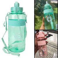 2l large capacity drinking bottle outdoor fitness portable space cup plastic straw kettle sports water bottle