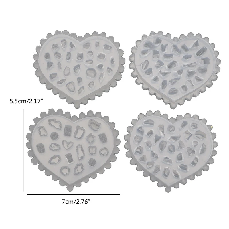 

4 Pcs/Set Nail Decoration Crystal Epoxy Resin Mold 3D Mini Gravel Silicone Mould DIY Crafts Ornaments Jewelry Casting Tools