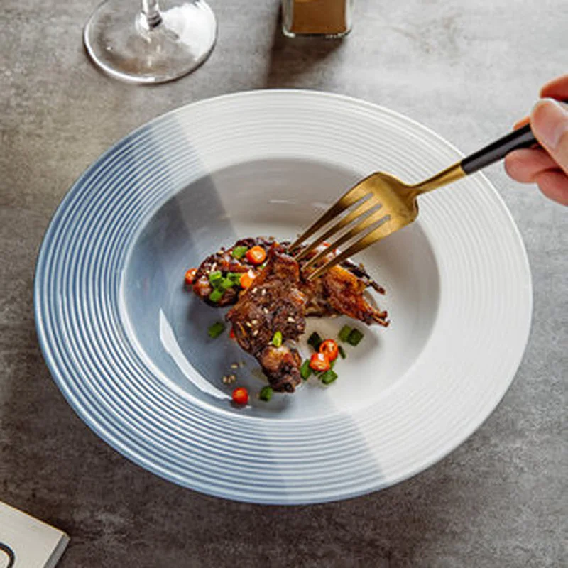 Простая керамическая Соломенная шляпка тарелка для французских макаронных