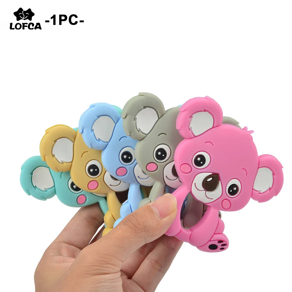 LOFCA Koala, силиконовый Прорезыватель для зубов, игрушка для прорезывания зубов, без бисфенола, Мягкий прорезыватель для животных, ожерелье, соска, клипса, цепочка