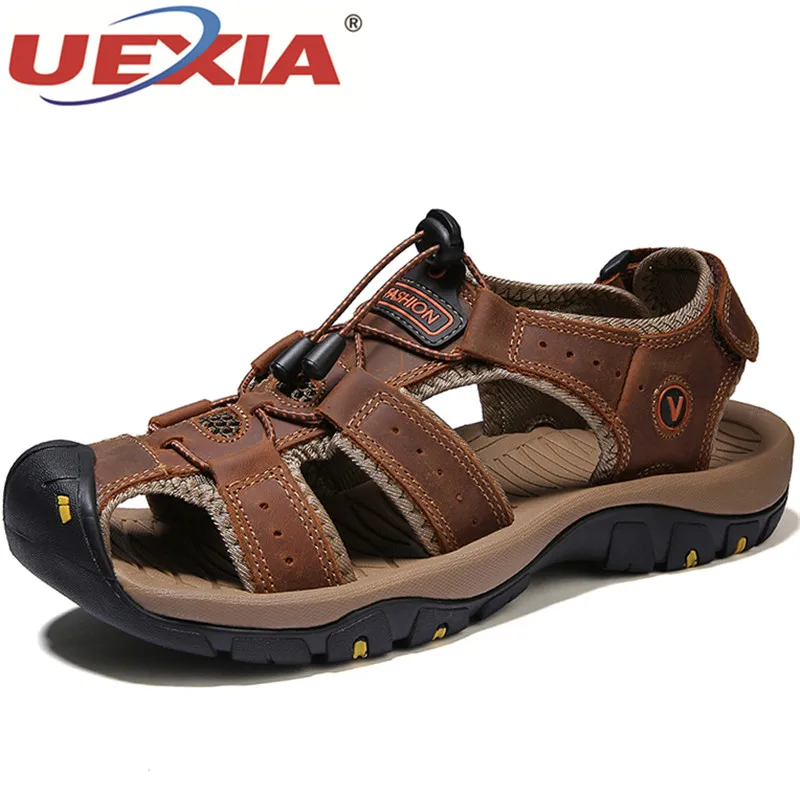 

New Men Shoes Leather Sandals Summer Causal Beach Fashion Outdoor Casual Sneakers Handmade High-quality Casual Sports Size 38-48