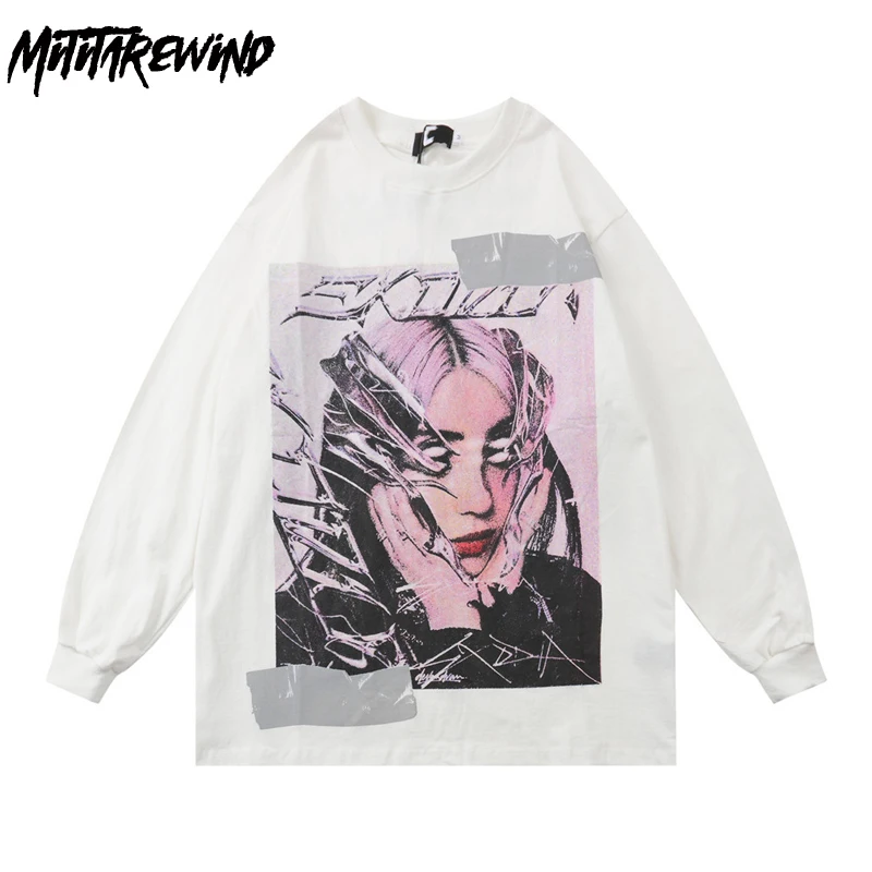 

Футболка мужская с длинным рукавом и креативным принтом, в стиле хип-хоп