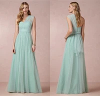 new arrival long 2018 sexy fashion sweetheart sheer tulle one shoulder backless custom made party prom gown bridesmaid dresses