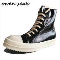 19ss owen seak men casual canvas shoes high top ankle lace up luxury trainers sneakers boots brand zip flats shoes big size