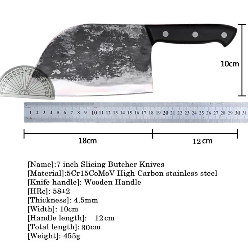 

Quality High Carbon 5Cr15CoMoV Stainless Steel Sharp Kitchen Knives 7 Inch Handmade Forged Butcher Slicing Knife Wood Handle