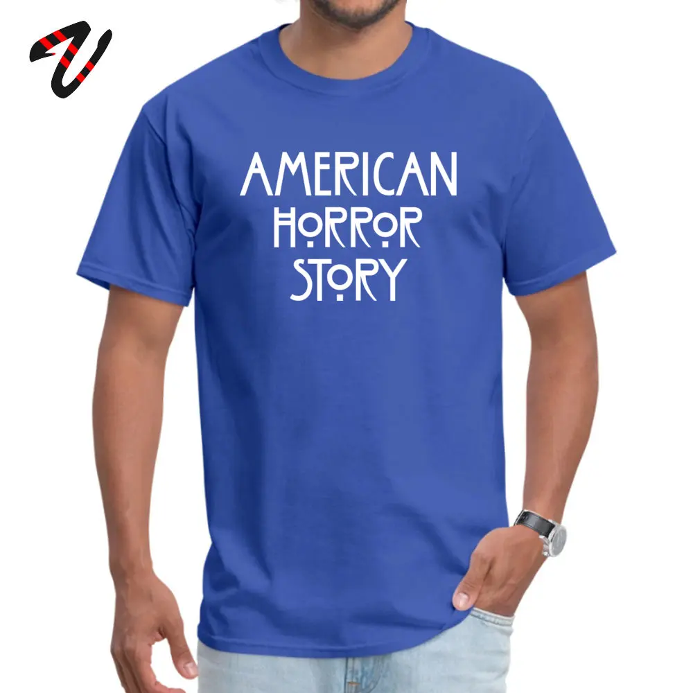 American Horror Story логотип artworknegru черные футболки Высокое качество Лето хлопковая Футболка с круглым вырезом мужские Футболки футболка - Цвет: Blue