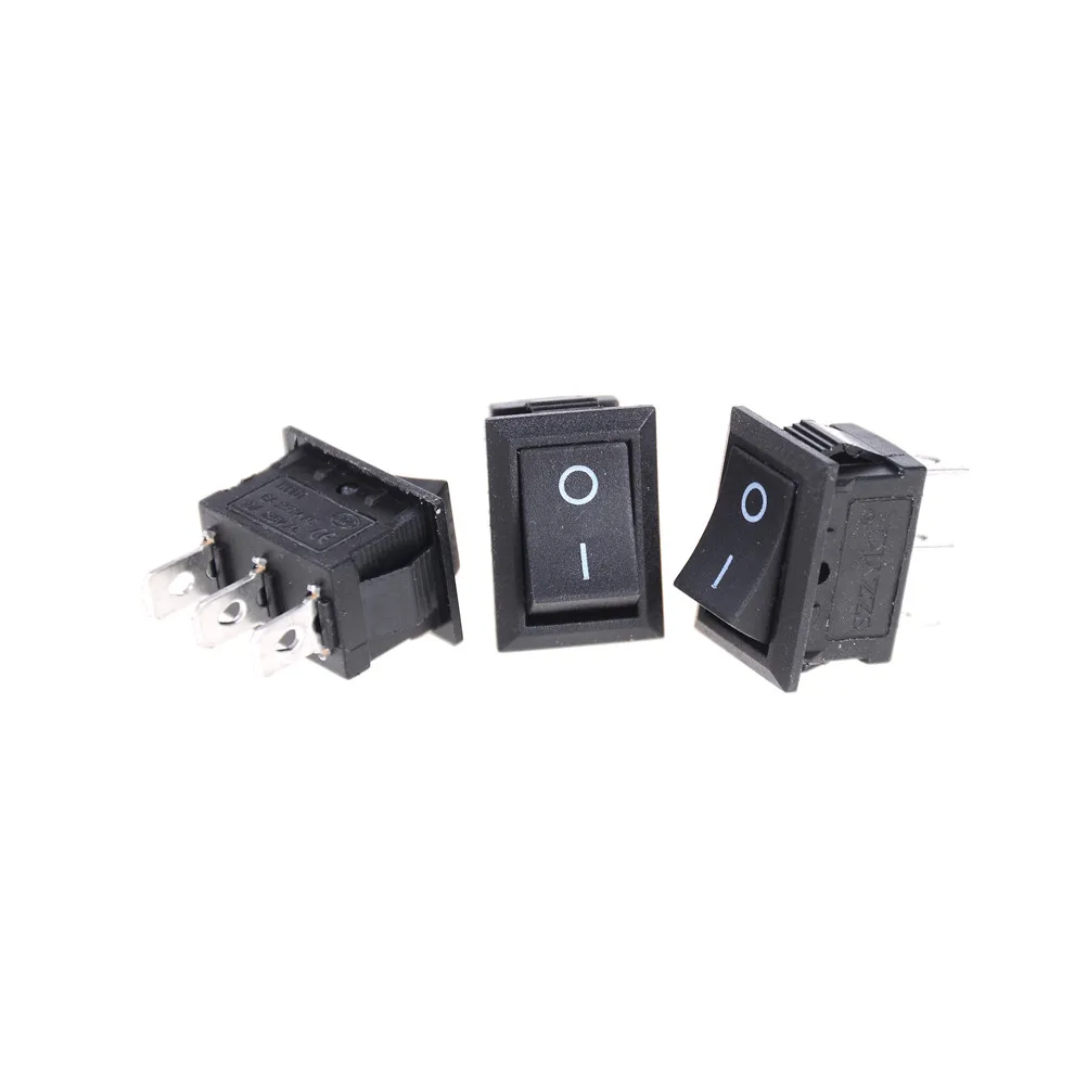 

3/6pcs PCS Black Push Button Mini Switch AC 6A/250V 10A/125V 3Pin Snap-in On/Off Rocker Switch 21*15MM