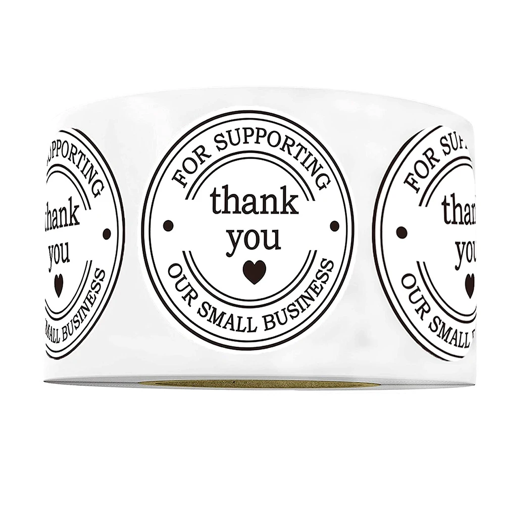 

5000 PCS 1.5inch Thank You Labels Round White and Black Printed Thank You for Supporting Our Small Business Stickers with Hearts