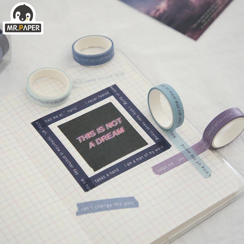 

Mr.Paper 5 Pcs/box 8 Designs Colour Tape Series Ins Style Scrapbook Washi Tape Hand Account DIY Decoration Stickers Materials