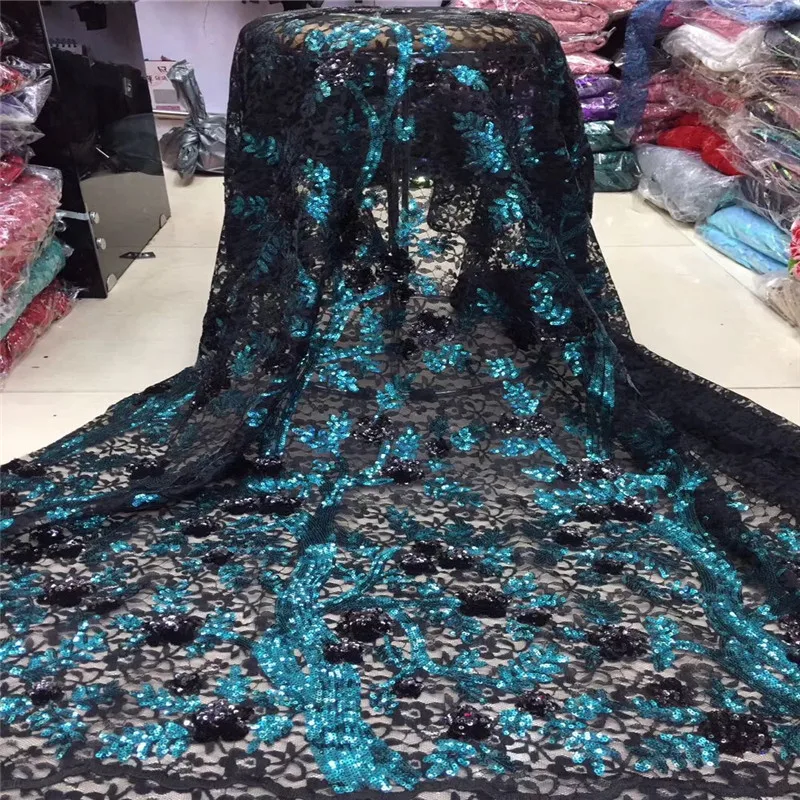 Сетчатые кружева с блестками ткань 2019 зеленая Высококачественная африканская