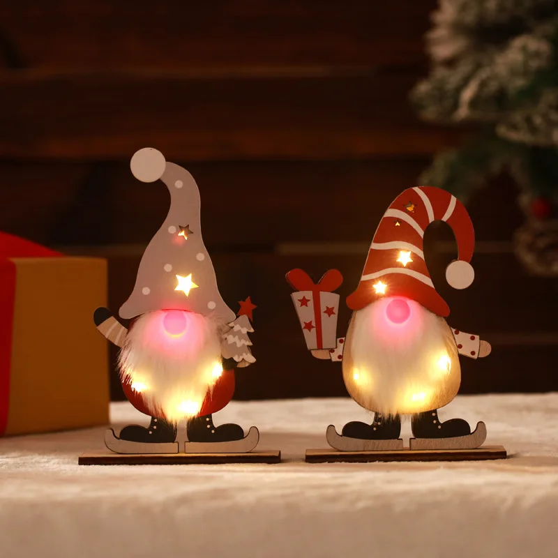 

Christmas Decorations 2022 Light Decoration Luminous LED Christmas Elderly Wooden Ornaments LED Luminous Forest Elderly Navidad