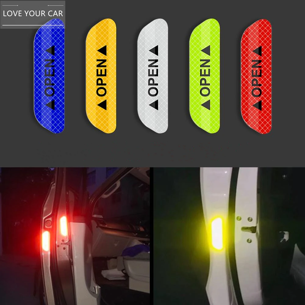 

4 шт. двери автомобиля наклейки Светоотражающая Лента Универсальный Безопасность Предупреждение Mark Открытый Высокое качество дверной накл...