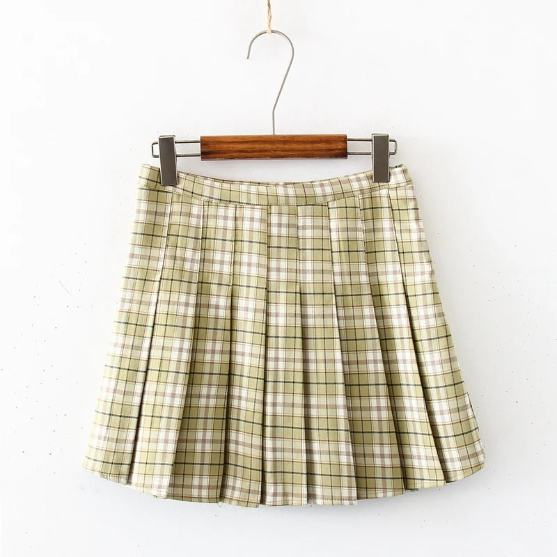 Стильные студенты для девочек клетчатая плиссированная Высокая талия юбка