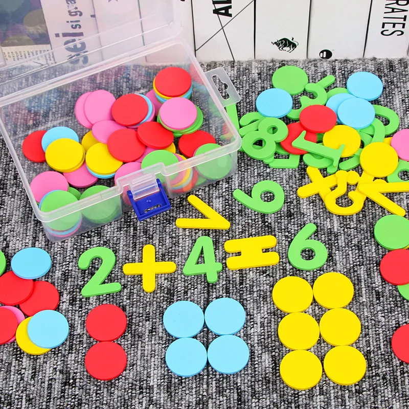 

100PCS Wooden Counting Disc Math Toy Montessori Color Number Recognition Classification Teaching Aids Arithmetic Educational Toy