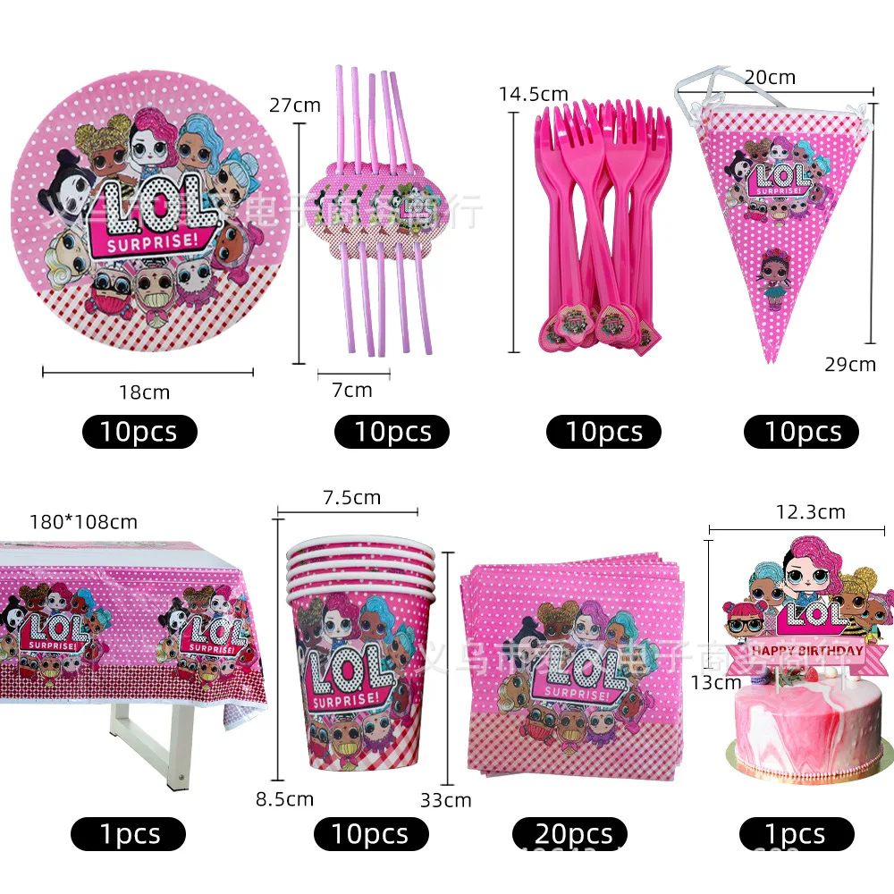 

10 People Surprise Doll Birthday Party Decoration Set Cartoon Anime Action Figure Model Family Party Tableware Toy Child Gift