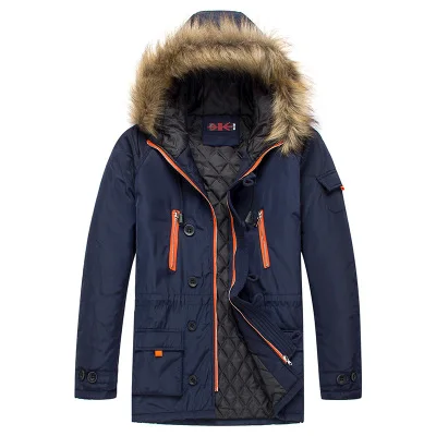 

Winter Jacket Men Padded Parka Russia Man Winter Coat Artificial Fur Big Pockets Medium-long Thick Parkas Snowjacket winter