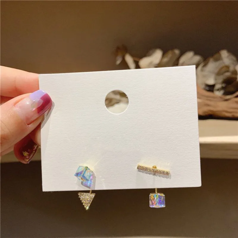 

​ZDMXJL 2021 New Fashion Women's Earrings Fine Simple Sweet Geometry Diamond Earrings For Women Party Gift Jewelry Drop-shipping