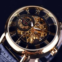 forsining 3d logo black gold men skeleton mechanical watch man watches top brand luxury leather winner design montre homme 2020