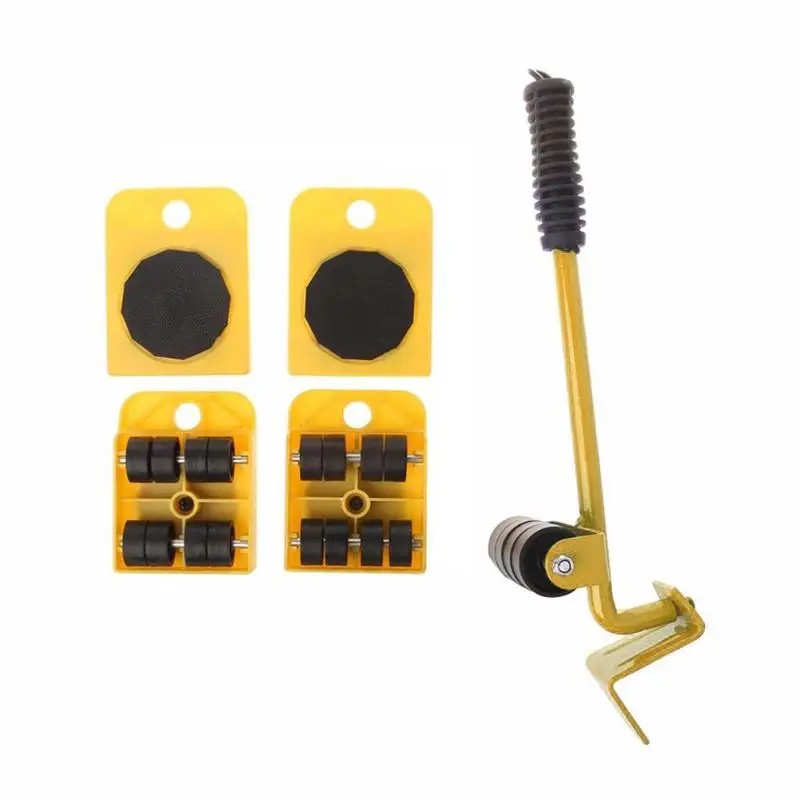 

Furniture Mover Tool Set Furniture Transport Lifter Heavy Stuffs Moving Tool 4 Wheeled Mover Roller+1 Wheel Bar Hand Tools Set