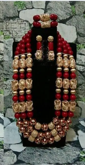 For women only 6 Настоящие Коралловые бусы нигерийские Свадебные парные Ювелирные наборы оригинальные коралловые Африканские свадебные вечерние ювелирные изделия невесты и жениха CB192 - Окраска металла: For women only 6