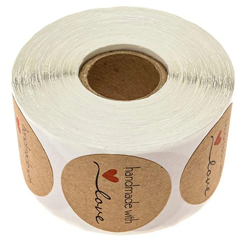 

Hot Sale 500pcs Round Stickers Black Font Handmade Adhesive Labels DIY Gift For Food Packaging