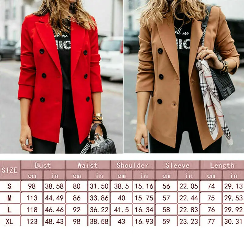 

Ladies Elegant OL Streetwears Overcoat Slim Coat Jackets Blazer Style Autumn Spring Long Sleeve Jacke