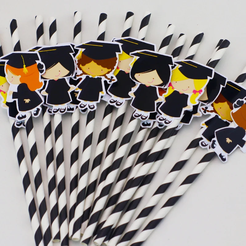 

Graduation Girls Theme Party Straws Girl Students Paper Straws Birthday Graduation Event Party Decorations Supplies