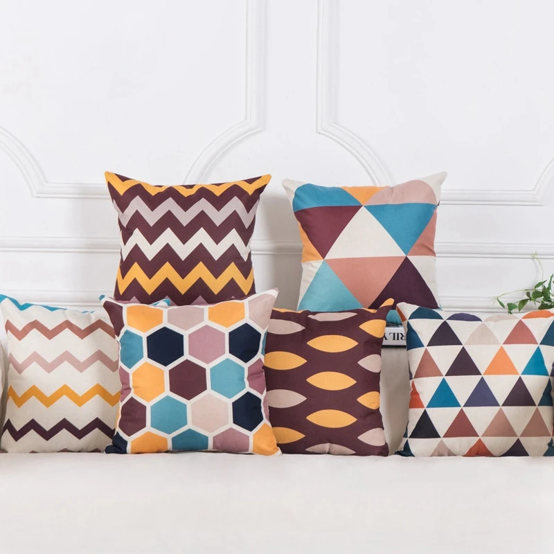 Креативная льняная хлопковая наволочка в скандинавском стиле с геометрическим