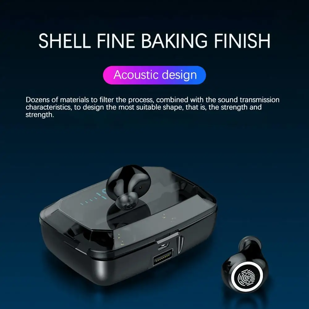 Наушники Twins со светодиодным цифровым дисплеем сенсорный экран 5 0