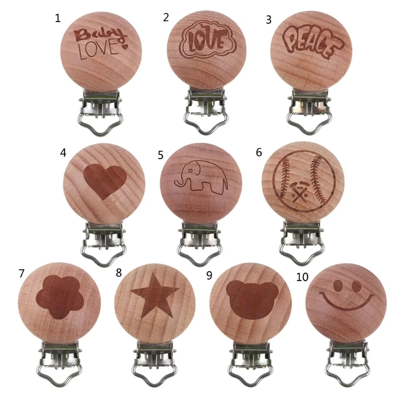 

Wooden Beech Pacifier Clips Baby Infants Soother Teether Safety Clasp Holder DIY Dummy Nipple Chain Accessories