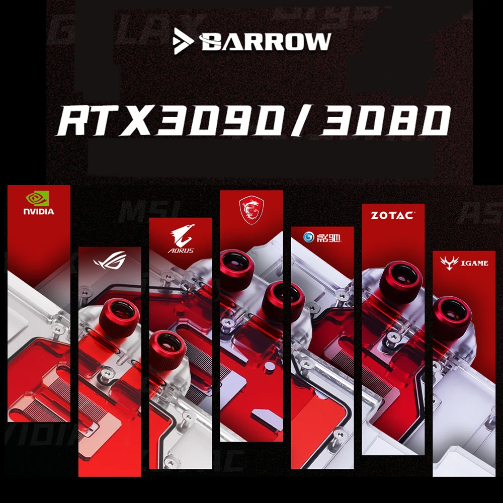 Barrow 3090 3080 GPU водяной блок для ASUS MSI красочный Gigabyte Gainward GALAXY 5v ARGB Cooler BS-AST3090-PA |