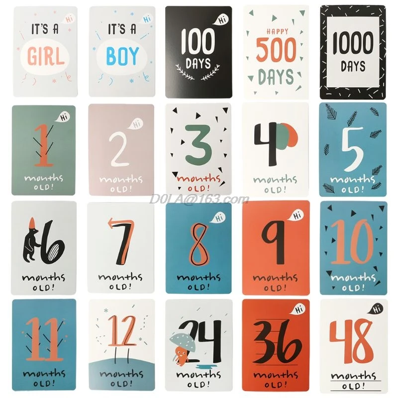 20 шт./компл. детские фото карты месяц фотографии новорожденных Забавный