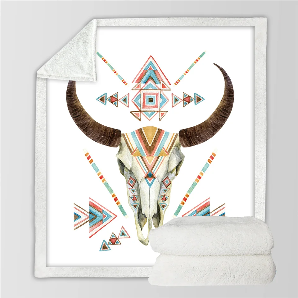 Постельные принадлежности Outlet Boho Ловец снов шерпа пледы одеяло племенные рога Цветок покрывало Готический Череп Бархат плюшевое покрывало 150x200 - Цвет: 9