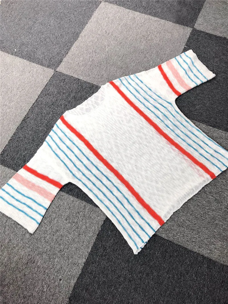 

AutumnNewWomen'sEuropeanAmericanFlareSleeveThinKnittedSweaterFemaleFashionVerticalStripesColor-blockingKnitwear
