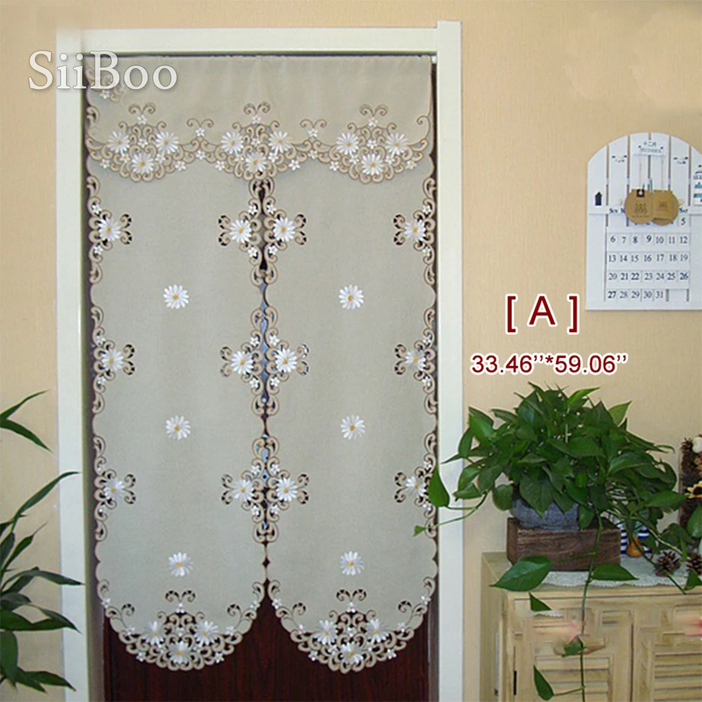 Пасторальный стиль хаки белый цветочный Вышивка готовая дверь занавес
