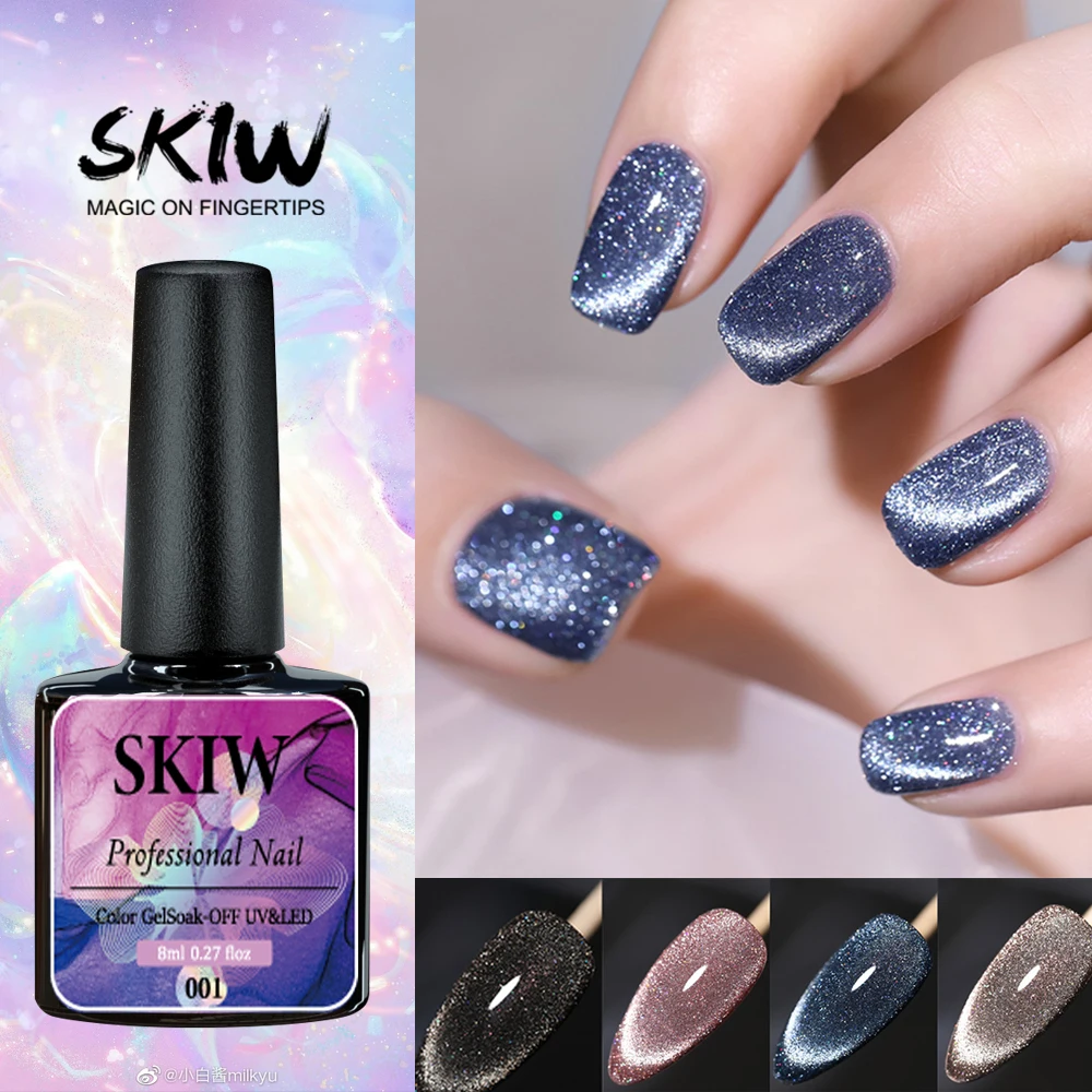 

SKIW Cat Eye Gel Polish Reflective Broken Diamond Glitter Uv Gel Nail Polish Bling Art Esmalte Semipermanente Nail Zero Gel