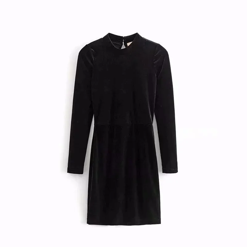 Женское вельветовое мини-платье kpop черное облегающее платье с открытой спиной и