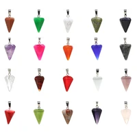 natural multilateral conical gem stone pendant crafts diy necklace bracelet earring jewelry accessories gift making 15x25mm