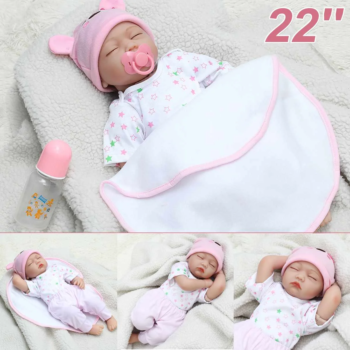 

55cm Doll Reborn Toddler Soft Silicone Reborn Dolls Soft Body Lifelike Menina Christmas Surprice Girl Gifts Newborn Baby Doll