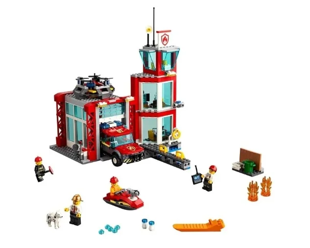 Конструктор блочный детский развивающая игрушка для мальчика Пожарное депо 11215
