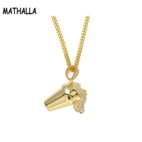 mathalla male hip hop ice cream pendant necklace with cuban chain necklace pav%c3%a9 cubic zircon glittering hip hop jewelry