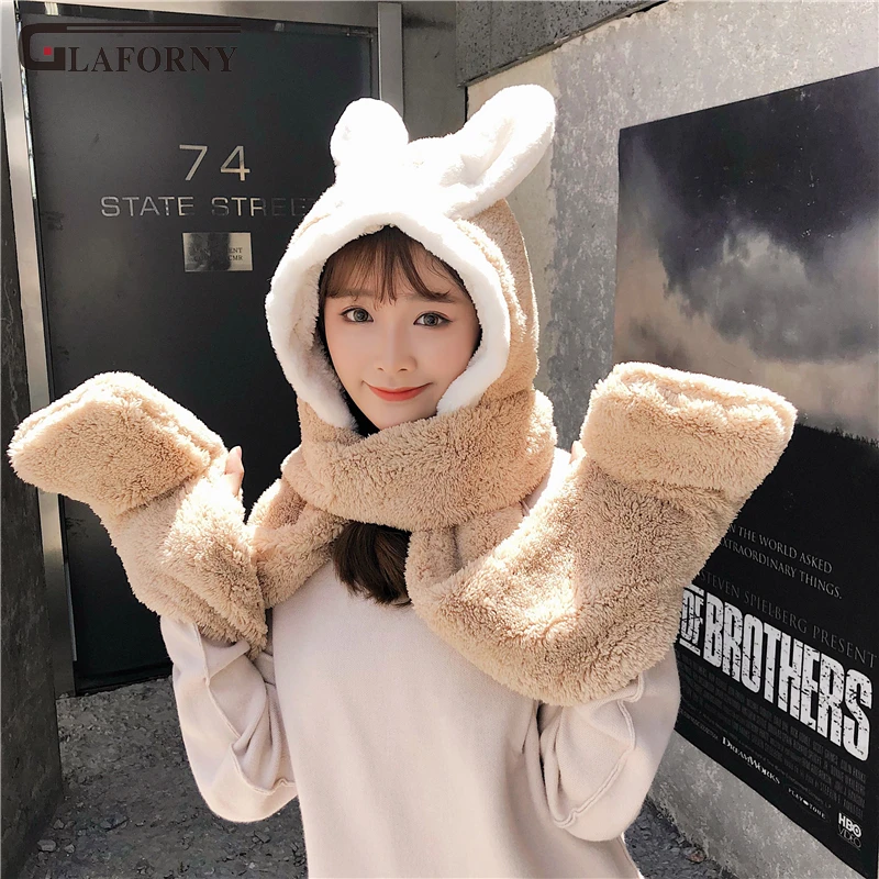 2019 осенне зимняя шапка шарф перчатки Комплект из трех предметов женский