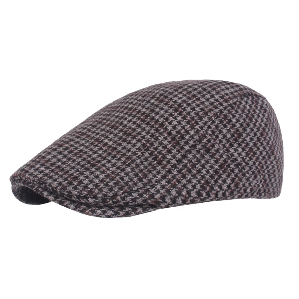Beret Peaky Blinder Men Women Vintage Plaid Houndstooth Felt Berets Hats Winter Warm Flat Cap Duckbill Caps берет 베레모 #H |